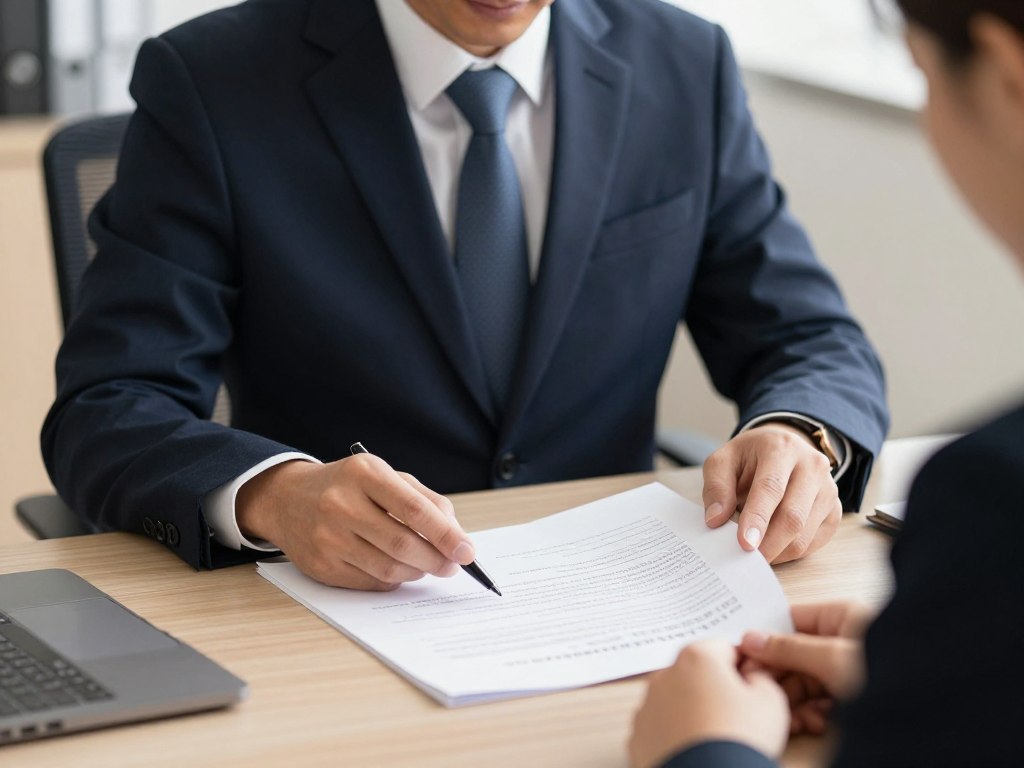 Abogado revisando poder legal en Estados Unidos con cliente