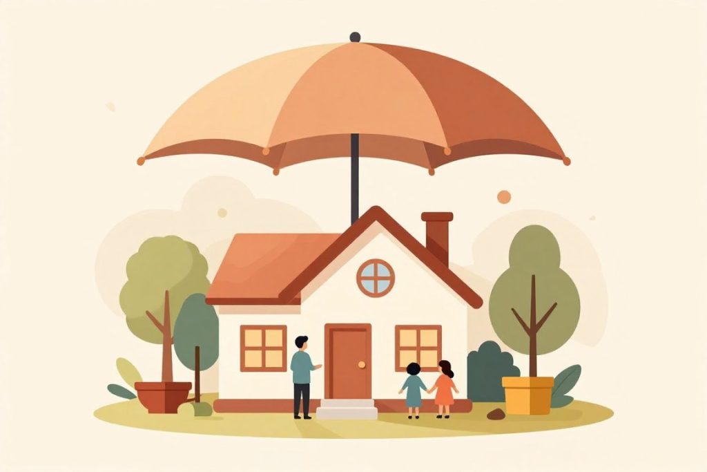 Concepto visual de protección de bienes familiares mediante fideicomiso