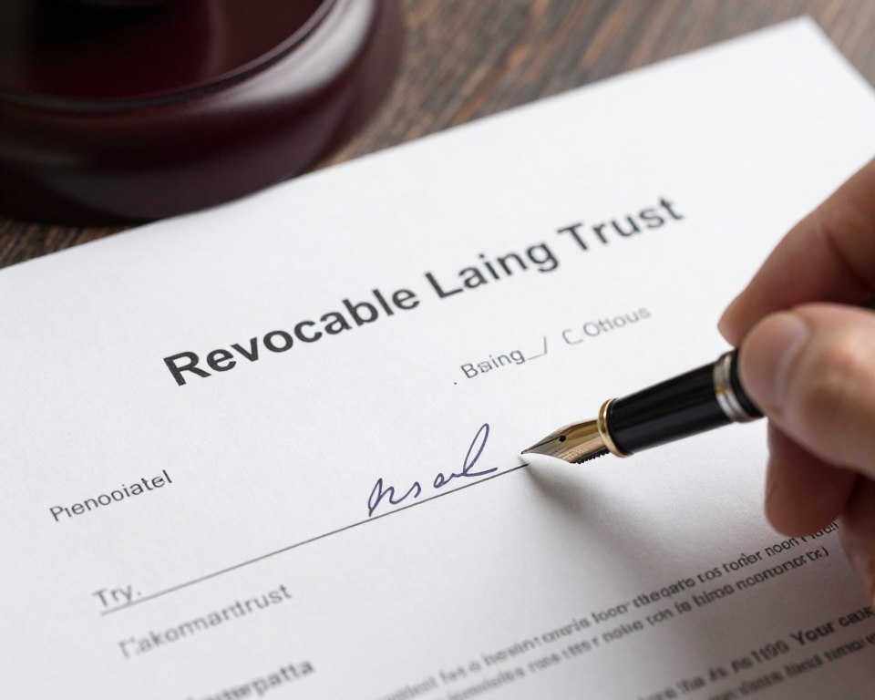 Documento de fideicomiso revocable con firma y sello notarial