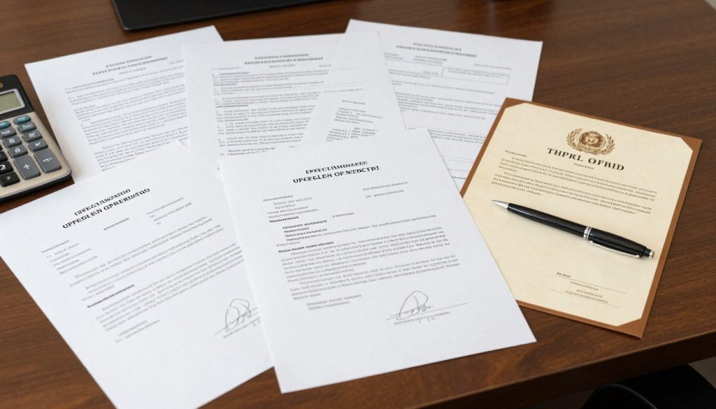 Documentos legales de distribución de herencia y bienes en proceso de probate