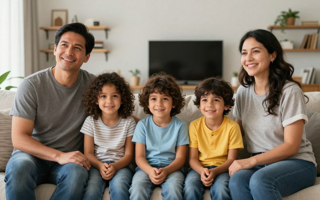 Familia hispana tranquila con planificación patrimonial completa