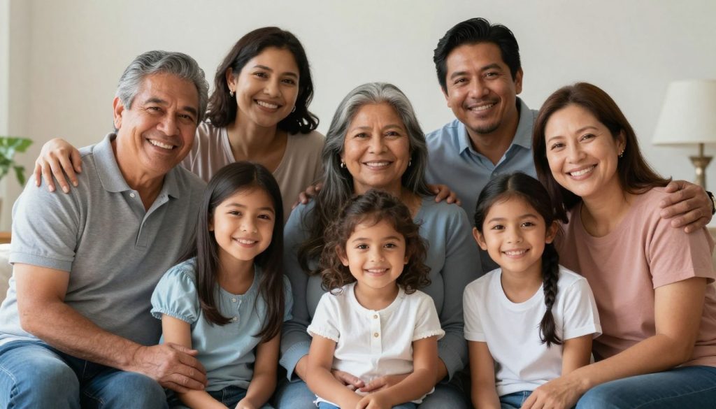 Familia hispana unida y protegida gracias a planificación patrimonial adecuada