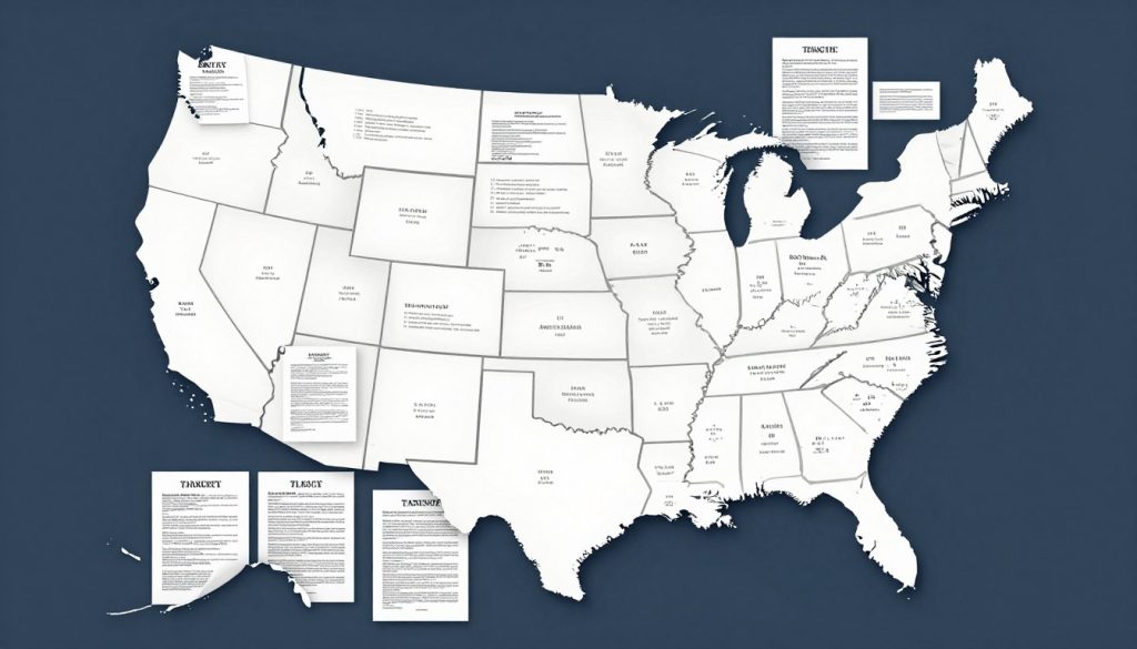 Mapa de Estados Unidos mostrando validez de poder legal