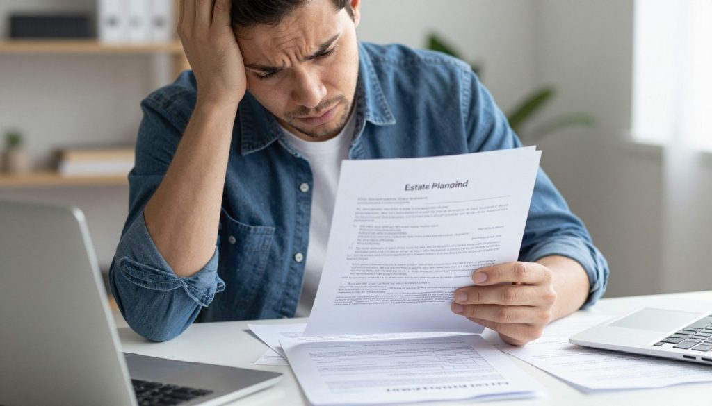 Persona confundida con documentos legales incorrectos de estate planning
