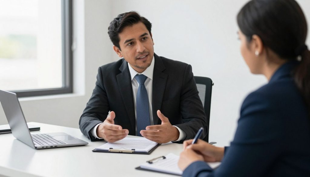 abogado de estate planning explicando living trust a cliente hispano en Estados Unidos