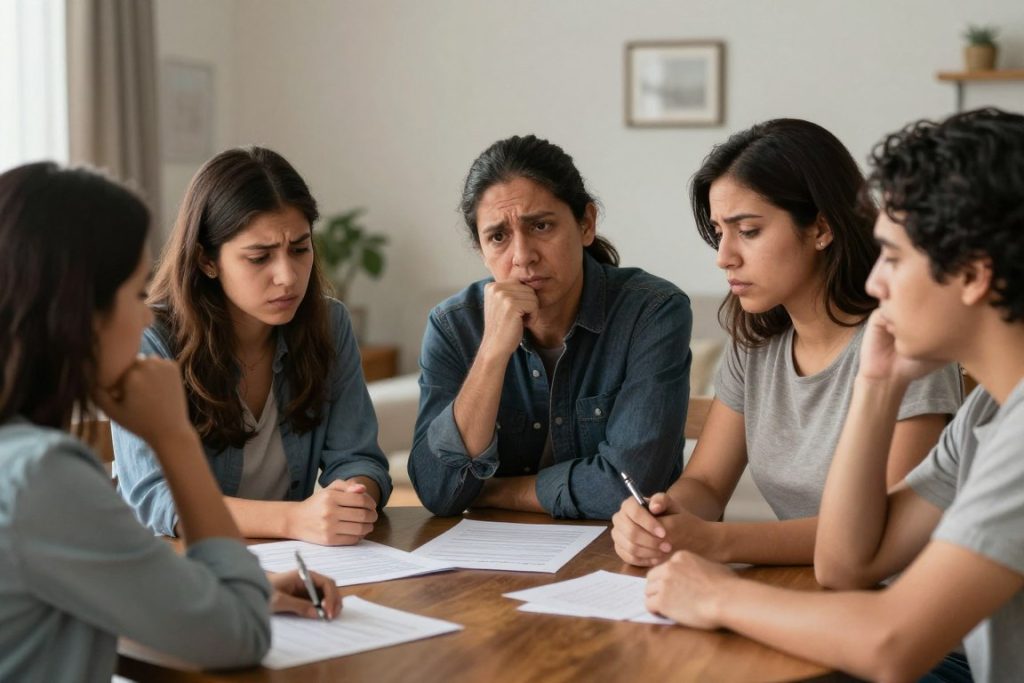 familia preocupada por problemas de herencia