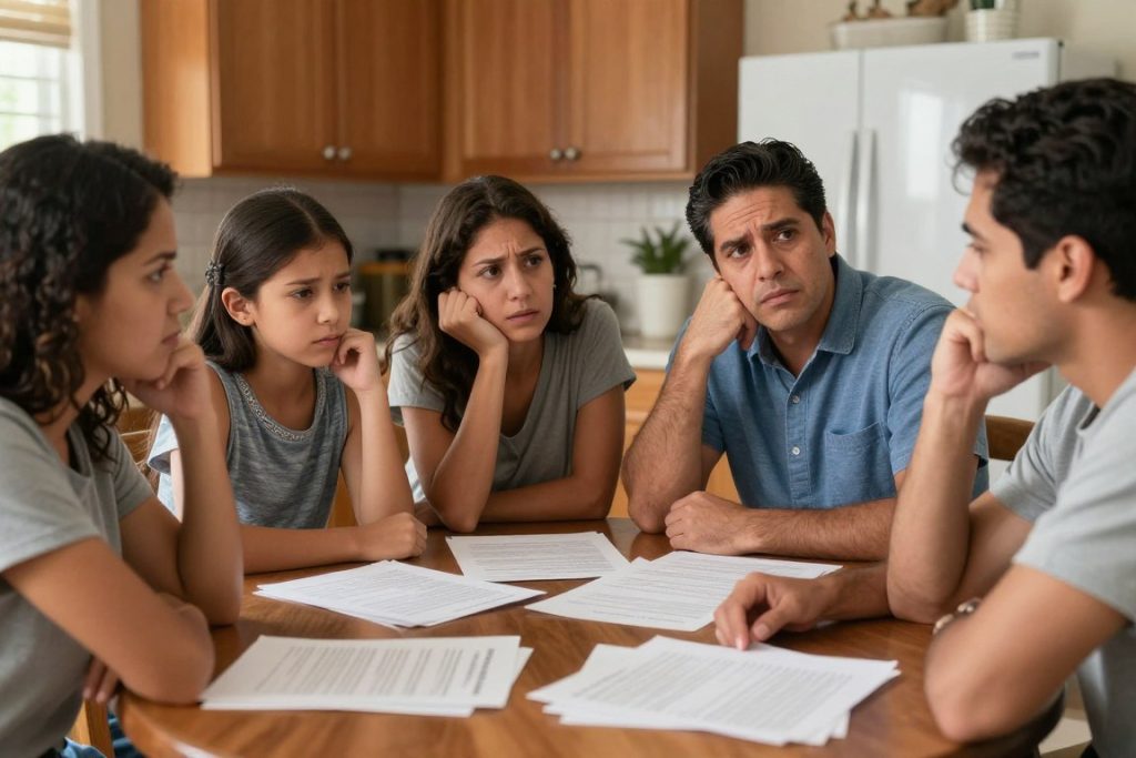 familia preocupada por problemas de herencia