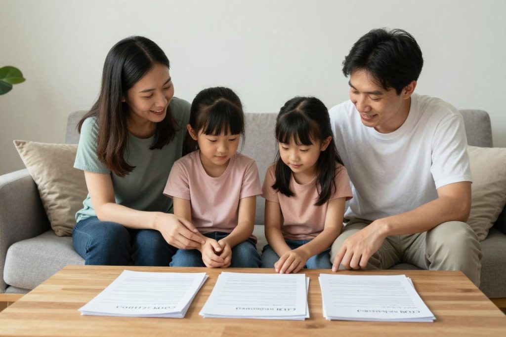 familia simple con testamento básico