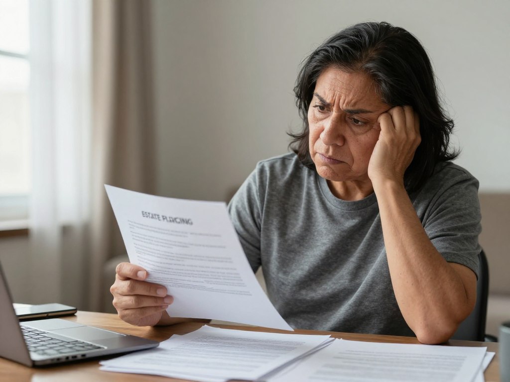 persona confundida revisando documentos de planificación patrimonial